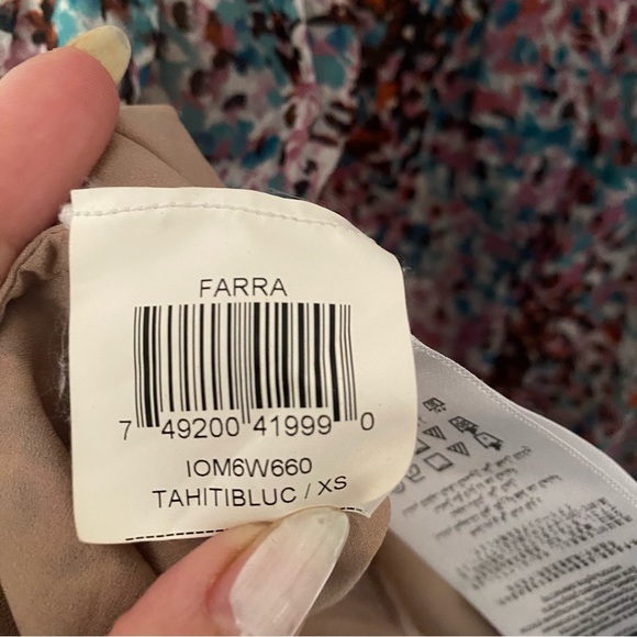 BCBGMAXAZRIA Tahiti Blue Combo Lace Blocked Dress - Picture 5 of 7